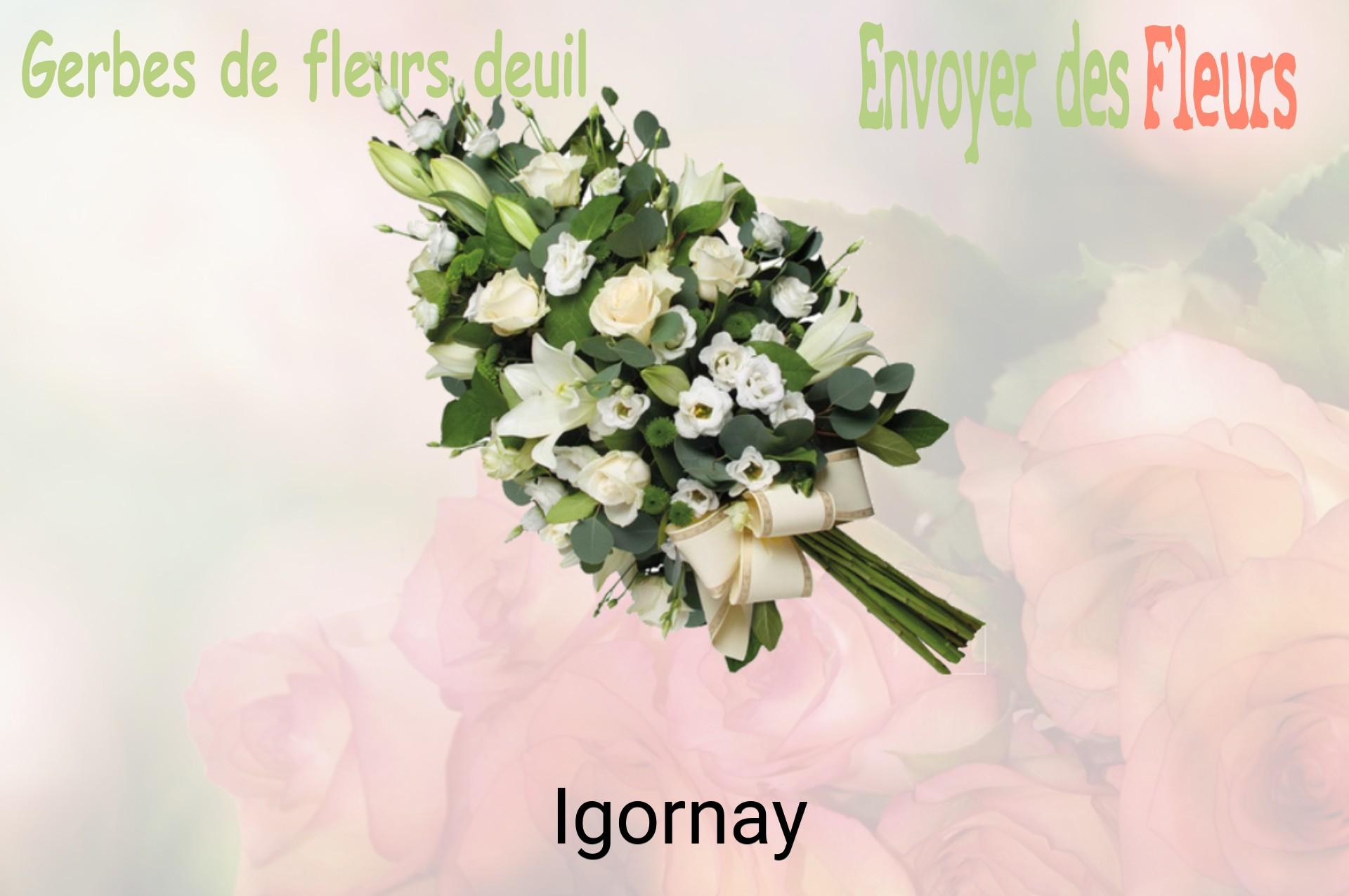 Gerbe de fleurs de deuil livrée à Igornay